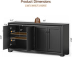 ONBRILL 60" Buffet Cabinet with Storage, 4 Doors Sideboard Buffet Cabinet with Adjustable Shelves, Modern Coffee Bar Console Table for Living Room, Kitchen, Entryway, Black