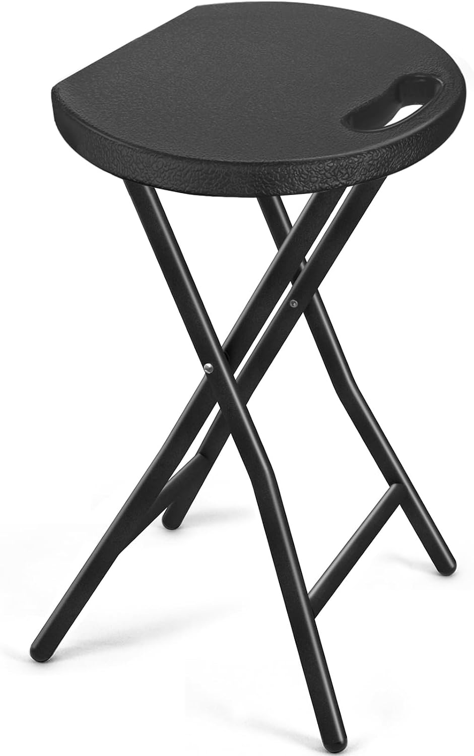 Portable Folding Chair with Handle, Heavy Duty Round Fold Stool Chair | 500lbs Capacity for Adults, 18 Inch Foldable Stool for Dorm, Kitchen, Vanity, Church and Outdoor use