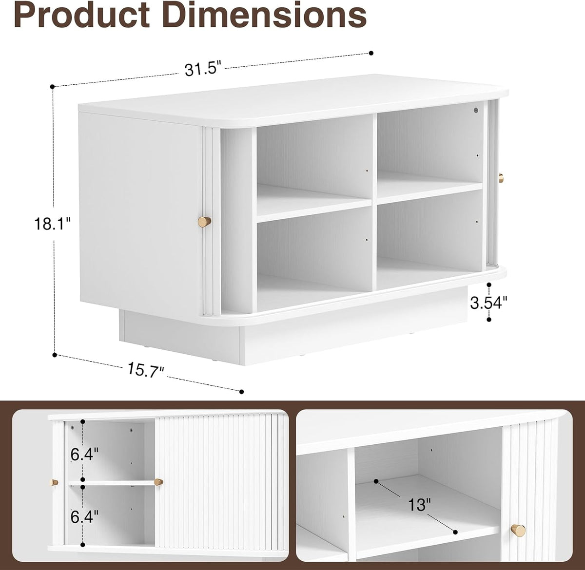 AKMAKM Fluted Entryway Bench with Shoe Storage, 31" W Small Shoe Bench with Sliding Door, Mud Room Benches with Seat, Upholstered Wooden Rack Organization for Living Room, Apartment, Dorm, White