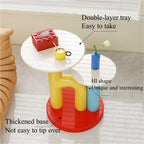 Round End Table with Double-Layer Tabletop, Cute HI-Shape Side Table, Colorful Bedside Table with Stable Base, Coffee Table for Living Room