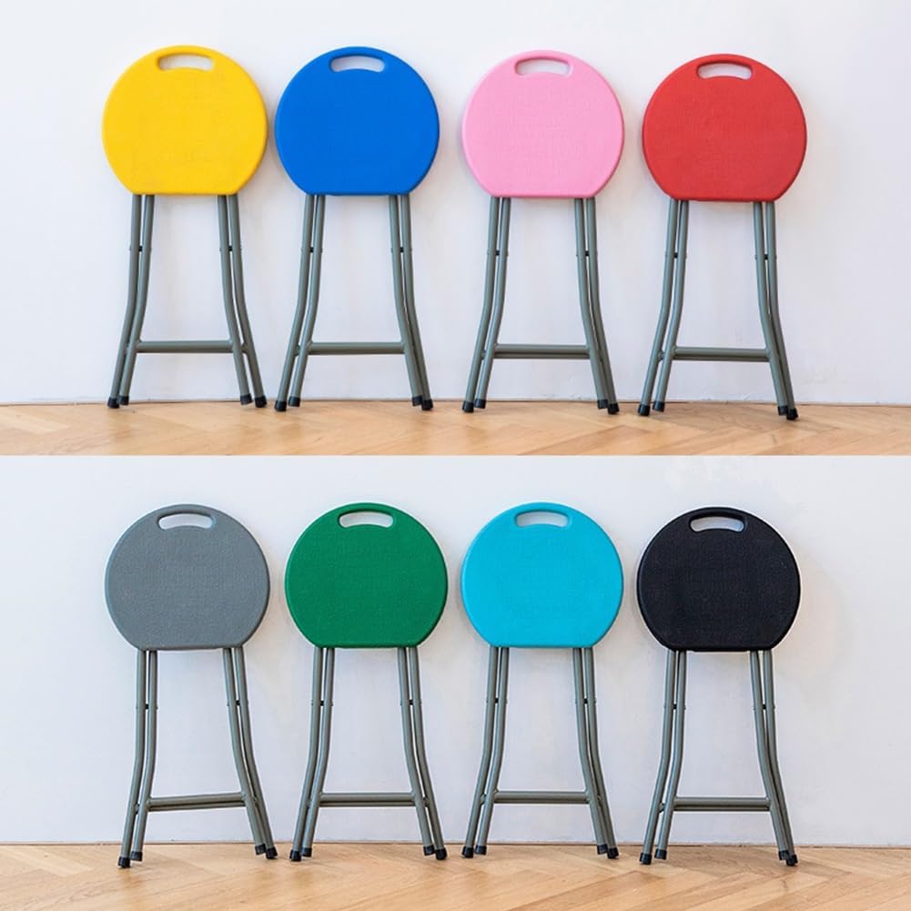 18 Inch Portable Folding Stool with Handle，Round Plastic Fold Stool Chair with 500lbs Capacity for Indoor Outdoor, Dorm, Kitchen(Green)