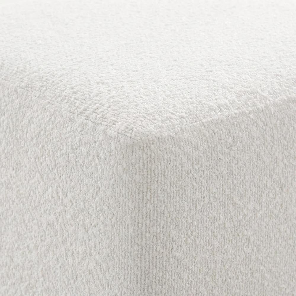 Brown 17" Square Boucle Upholstered Ottoman, Indoor-Outdoor Seating, Plush Fabric, Durable Construction, Versatile Home Decor Accent