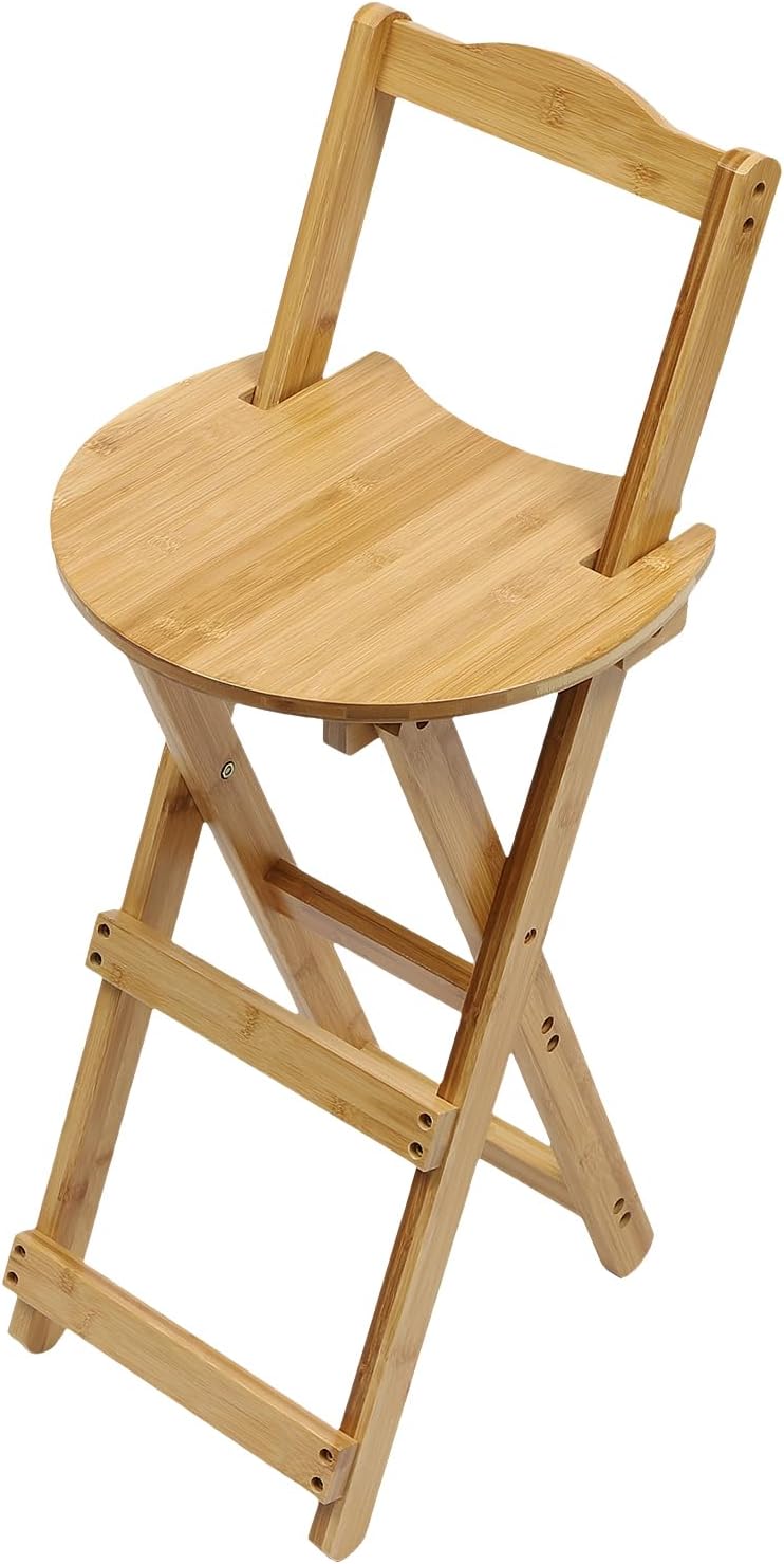 Foldable Bar Stool, 24.8 Inch Height Portable Wooden Bar Stool, Folding Kitchen Counter Chair X-Frame Stool 220 lbs Capacity, Counter Height Stool for Kitchen, Bar, Coffee, Outdoor