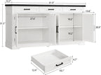 usikey 61” Large Sideboard Buffet Cabinet with 4 Doors and 3 Drawers, Farmhouse Buffet Table, Dining Room Storage Cabinet for Kitchen or Living Room, White