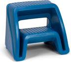 Simplay3 Handy Home Step Stool Plastic Two-Step Stool Seat - Indoor or Outdoor - 15.5" x 19" x 16" - Blue, Made in USA