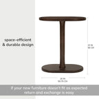 MH London Side Table - Crawford Wooden Modern C Shaped End Table - Exclusively Designed Hand Crafted Tables - End Table for Living Room, Bedroom Bedside Tables and Office