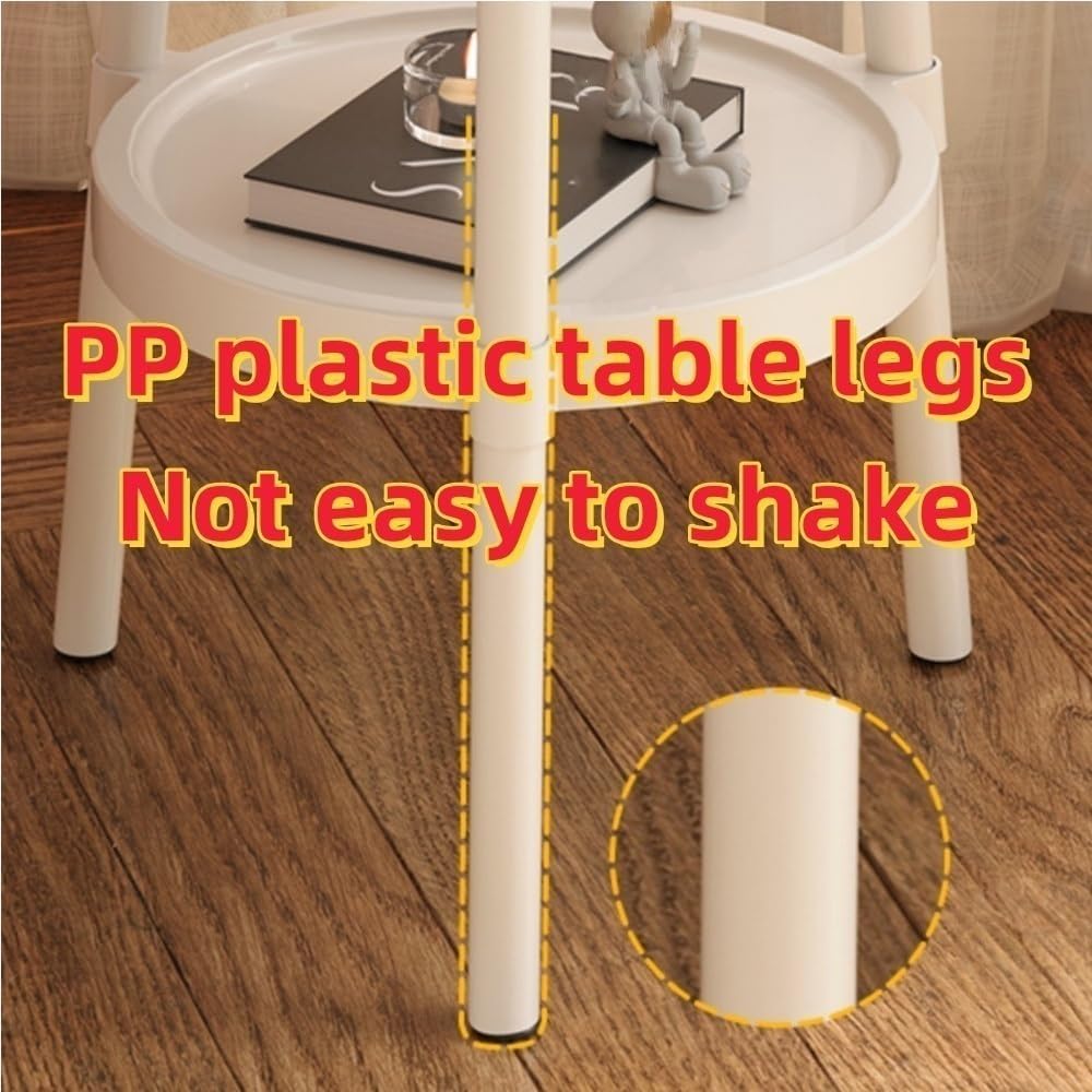 2 Tier Portable End Table, Decorative Side Table, PP Plastic Coffee Table, Modern Corner Table for Living Room, Bedroom, Balcony(Pink)