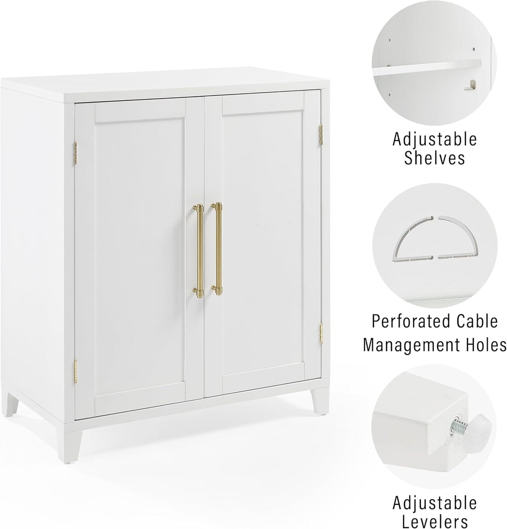 Crosley Furniture Roarke Stackable Kitchen Pantry Storage Cabinet with Doors and Shelves, Accents Cabinets, White