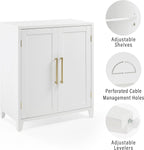 Crosley Furniture Roarke Stackable Kitchen Pantry Storage Cabinet with Doors and Shelves, Accents Cabinets, White