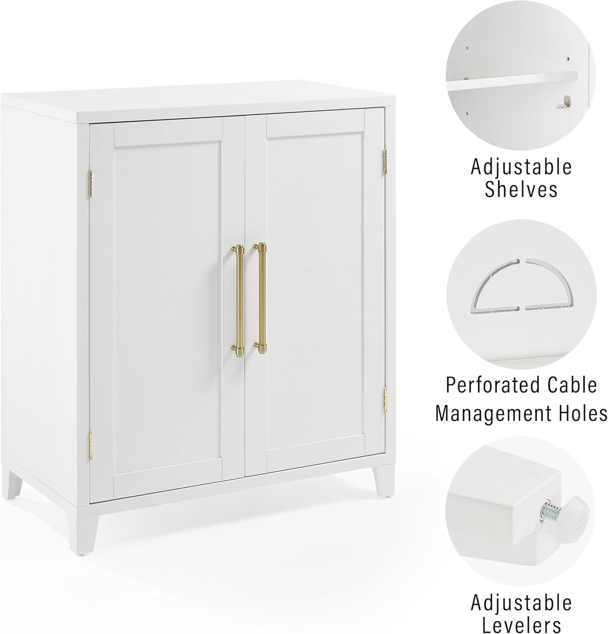 Crosley Furniture Roarke Stackable Kitchen Pantry Storage Cabinet with Doors and Shelves, Accents Cabinets, White