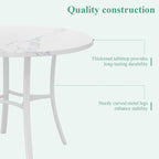 VECELO 36" Round Dining Table for 4, Faux Marble Dinette with Metal Frame for Kitchen, Apartment, Home, Space-Saving, White