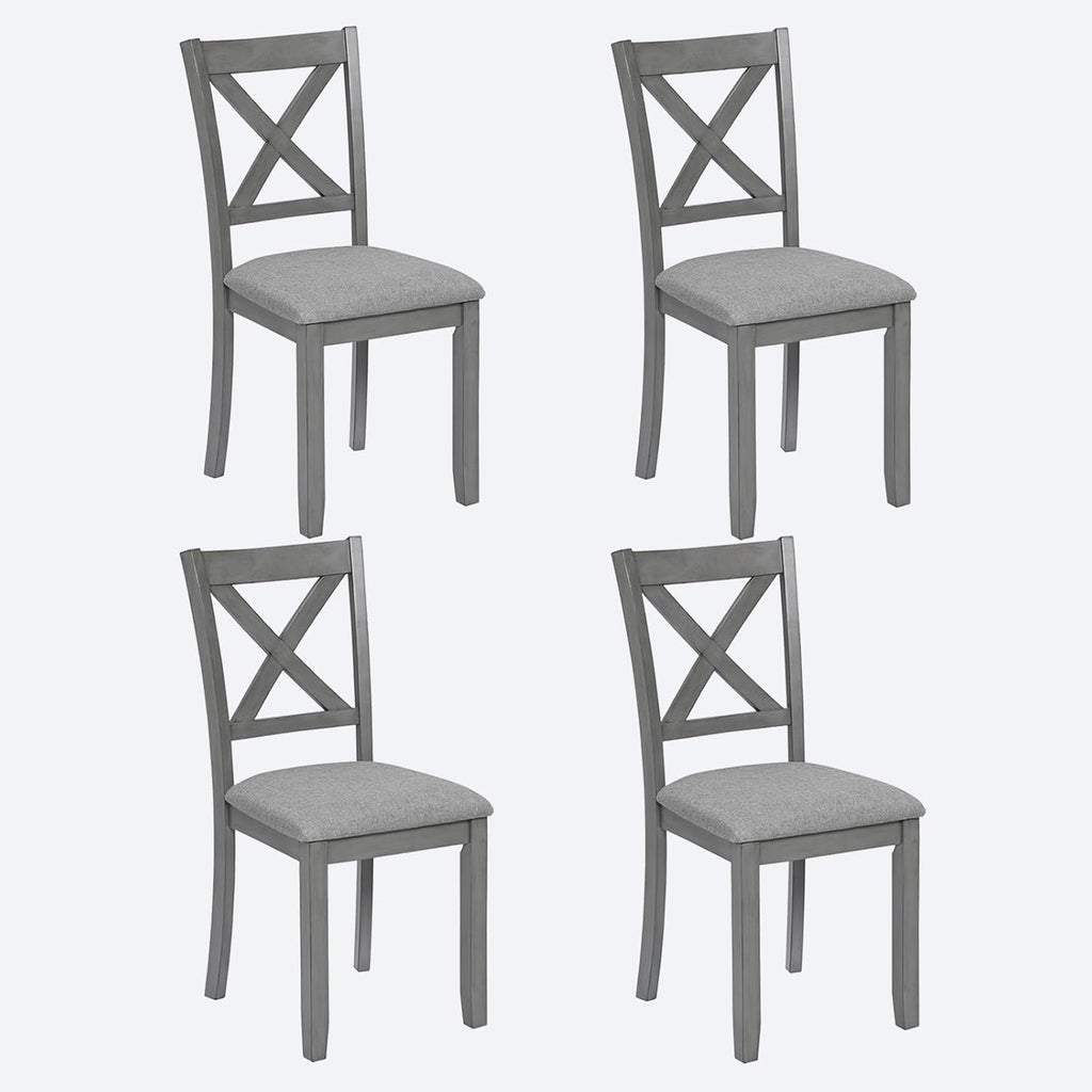 Ball & Cast Wood Frame Dining Chairs Set of 4, Modern Linen Upholstered Kitchen-Chairs with Padded Seat, 330lb Heavy Duty X-Backrest Side Chair for Dining Living Room, Easy Assembly, Gray