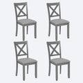 Ball & Cast Wood Frame Dining Chairs Set of 4, Modern Linen Upholstered Kitchen-Chairs with Padded Seat, 330lb Heavy Duty X-Backrest Side Chair for Dining Living Room, Easy Assembly, Gray