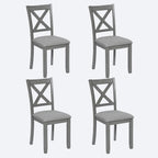 Ball & Cast Wood Frame Dining Chairs Set of 4, Modern Linen Upholstered Kitchen-Chairs with Padded Seat, 330lb Heavy Duty X-Backrest Side Chair for Dining Living Room, Easy Assembly, Gray