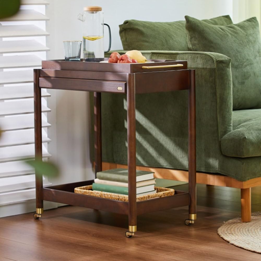 Minimalist Side Table Retro Country Style Small Trolley Movable Sofa Side Table Beverage Cart Dining Room Handcart