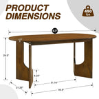 VESCASA 63" L Walnut Wood Oval Dining Table for 6, Solid Wood Kitchen Table with Wooden Legs for Dining Room, Restaurant