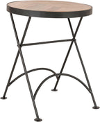 East at Main Nadine Round Folding Side Table, Sand Mango Wood & Black Iron, Small Space End Table