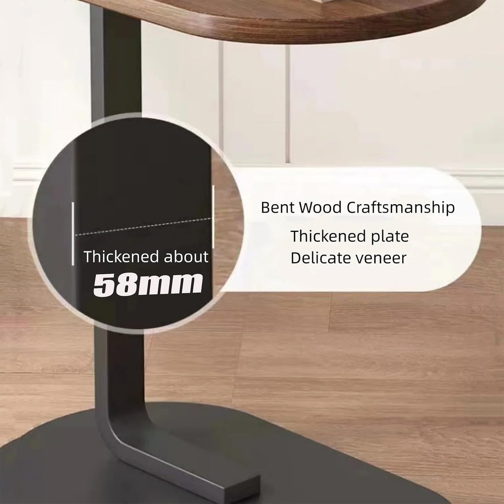Small Side Table End Table, C-Shaped Wood Coffee Table TV Tray for Eating Couch Tables for Small Space, Living Room, 12 x 18 inch Top, 24.5 inch Height, Metal Frame (Walnut & Black)