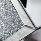 SHYFOY Glass End Tables Living Room, Glam Square Mirrored Side Table with Crushed Fax Diamond Inlay, HD Mirror Pedestal Stand, 24in Height Silver Small Accent Table for Living Room, Fully Assembled