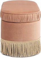 Jennifer Taylor Home Celeste 38" Oval Storage Bench Ottoman, Peach Orange Velvet