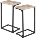 AMHANCIBLE C Shaped End Tables Set of 2, Couch Side Tables that Slide Under Sofa, Slim TV Trays for Living Room and Bedroom, Narrow Space Saving Laptop Workstation, Grey, HET02BGY