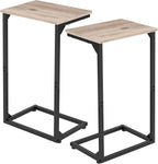 AMHANCIBLE C Shaped End Tables Set of 2, Couch Side Tables that Slide Under Sofa, Slim TV Trays for Living Room and Bedroom, Narrow Space Saving Laptop Workstation, Grey, HET02BGY