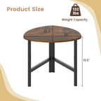 Giantex Triangle End Table, Wood Side Table with Metal Legs, Sofa Couch Accent Tables, Small Coffee Table for Small Space Living Room, Nightstand for Bedroom, Rustic Brown & Black