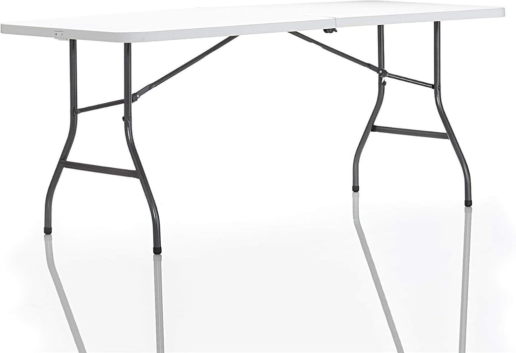 Cosco 6ft Fold-in-Half Blow Molded Folding Table, Indoor/Outdoor, Comfort Handle, Lightweight Plastic Construction - White