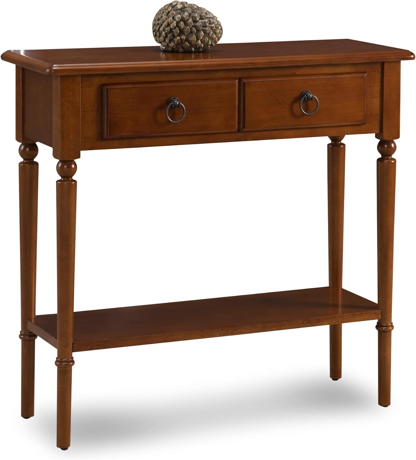 Leick Home Coastal Console Table, Solid Wood, with Drawer and Shelf, for Entryways, Hallways, and Living Rooms, Pecan Brown, 20027-PC