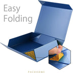 PACKHOME 6 Large Gift Boxes 13.5x10x3.5 Inches, Sturdy Shirt Boxes with Magnetic Lids for Multiple Occasions (Glossy Blue)
