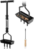 Manual Lawn Aerator Tool with Soil Storage Basket - 2025 Upgraded Aerator Lawn Tool, 3 Tines Yard Aerators with Cleaning Tool, 38’’ Ergonomic Aeration Tools for Compacted Soil & Lawn Care