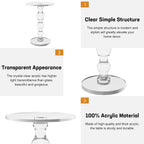 Acrylic Side Table, Acrylic End Table,Clear Round Side/End Table with Support Rod for Office Living Room Bedroom, Modern Drink Table/Clear Nightstand, Easy Assembly (2 pcs)