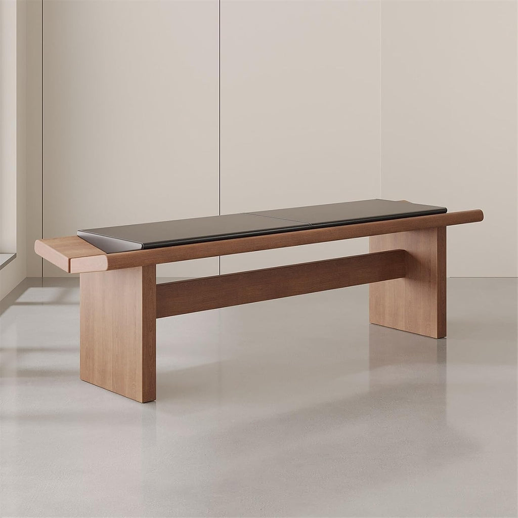 Modern Wooden Long Shoe-Changing Bench for Bedroom Dressing Room Leather Bed end Upholstered Entryway(XS)