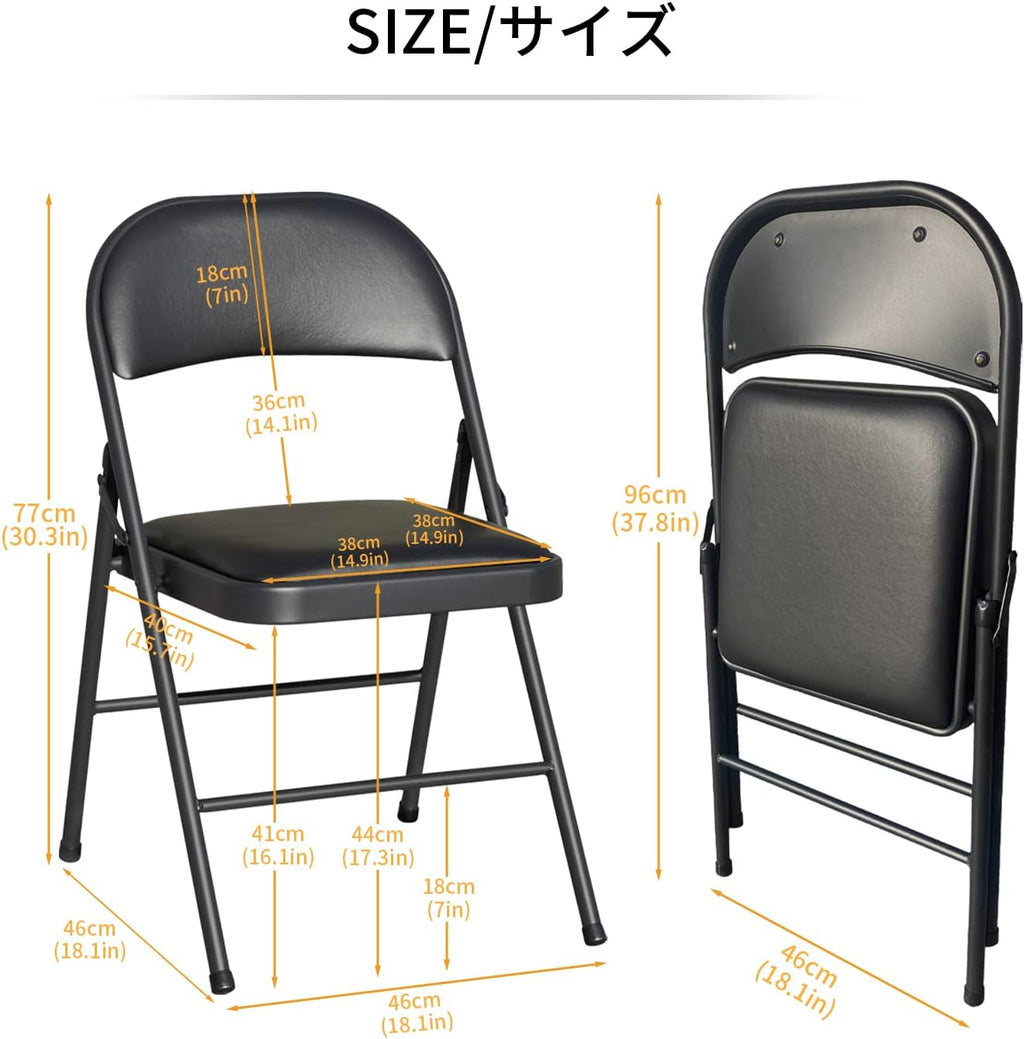 BOOSDEN Folding Card Table and Chairs Set for Indoor Outdoor, 2 Pack, Black | Portable Foldable Table and Chair, Space-saving Table with Chairs Set for Dining, Game, Camping, Apartment