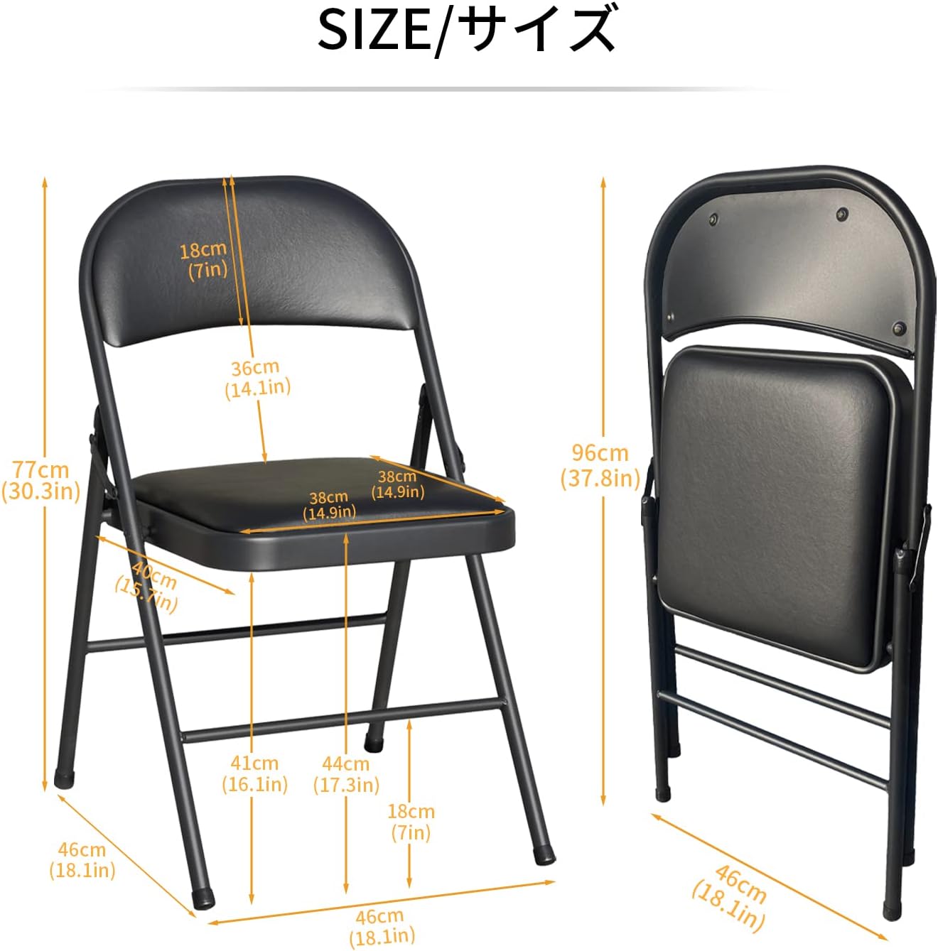BOOSDEN Folding Card Table and Chairs Set for Indoor Outdoor, 2 Pack, Black | Portable Foldable Table and Chair, Space-saving Table with Chairs Set for Dining, Game, Camping, Apartment