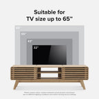 mopio Ensley 59" TV Stand with Slatted Door, Mid Century Modern Entertainment Center for 55/60/65 inch TV, Farmhouse Media Console with Storage, Adjustable Shelves, Round Edges, Living Room (Oak)