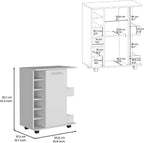Kitchen Island Wynne with Storage and Cabinet, White/Macadamia Finish | Includes push-to-open cabinet door and open shelves for organized storage