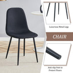 42" Round Dining Table Set for 4, Modern Kitchen Table Chairs Set of 4 Wood Dining Table Upholstered Chair with Metal Leg for Dining Room (Black, 42" Brown Table + 4 Chairs)