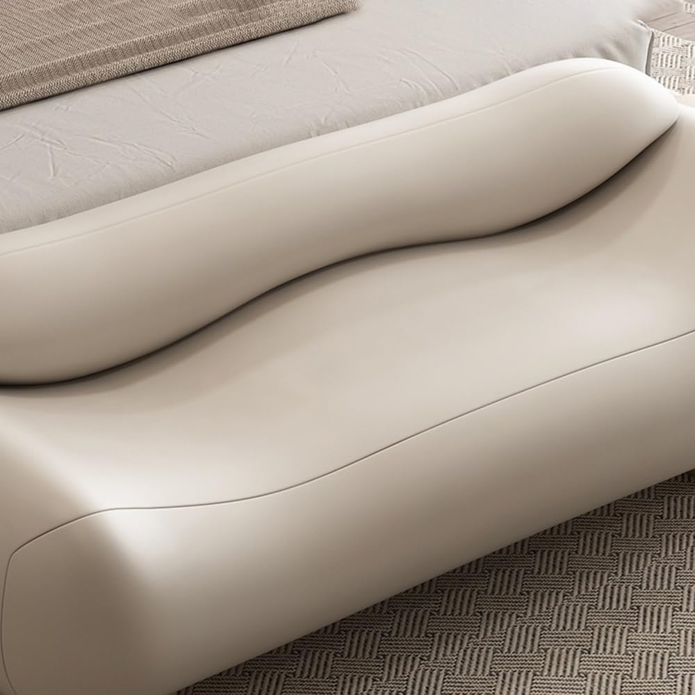 Modern High-end Wavy Bedroom Bed End Stool with Backrest Spring Bedside Couch Sofa Long Bench Entryway(Gris)