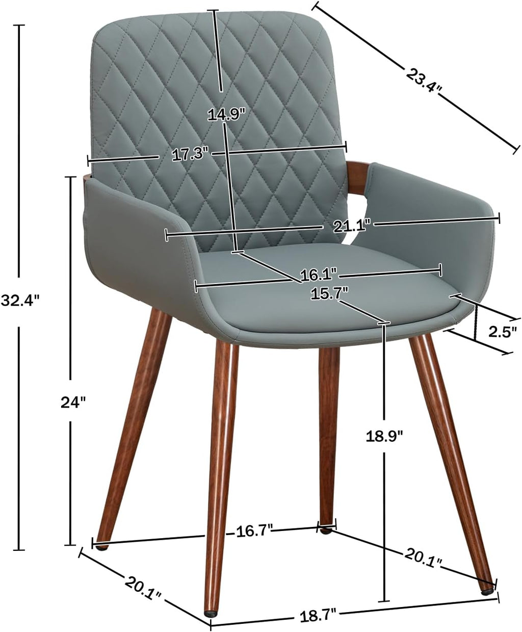 LUNLING Mid Century Modern Faux Leather Dining Room Chairs Set of 4,Upholstered Seat Metal Legs Chairs Blue Faux Leather Kitchen Chair Reception Room Chair,4PCS