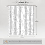 Punkray Grey Shadow Shower Curtain for Bathroom with Hooks, Shower Curtain Set Stripe Bath Curtains Decor White Shower Curtains Weighted Hem Washable, 72 x 72