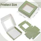 Zonon 30 Pcs Kraft Paper Boxes with Window 4.13 x 4.13 x 1.18 Inch Candy Packaging, Small Gift Boxes, Soap holder, Mini Treat Packaging for Bakery Chocolate Jewelry Display (Sage Green)