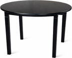 Modern 42 Inch Round Dining Table, Black Finish Solid Rubberwood