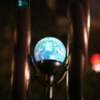 Solar Powered Glass Ball+Accessories - for Solar Wind Spinner Replacement Solar Light Parts (Blue)