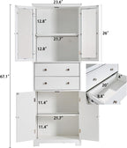 67" Tall Kitchen Pantry Cabinet with Glass Doors and Adjustable Shelves,Freestanding Kitchen Pantry Storage Cabinet with Drawer,Large Food Cupboard for Bathroom,Craft Room,Laundry Room