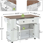 Movable Kitchen Island with Internal Storage Rack, Power Outlet and Open Shelves, Stationary Kitchen Storage Islands with Knife Holder, for Kitchen, Dining