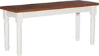 Willow White Backless Dining Bench with Honey Brown Wood Top by Powell