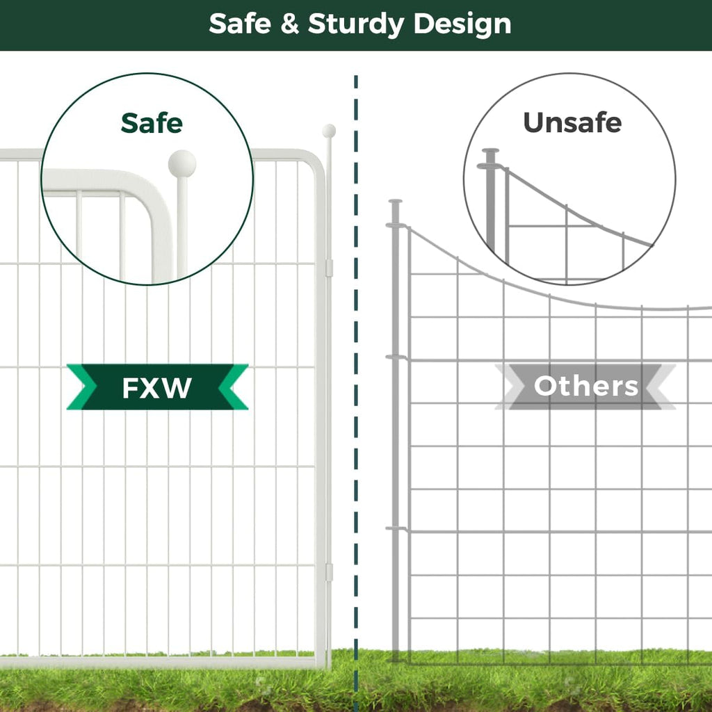FXW Garden Fence Outdoor for The Yard – 40in(H) x 36.4ft(L) Heavy Duty Metal Animal Barrier for Dog and Rabbit, Decorative Dog Fence, 16 Panels, White
