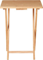 Folding TV Tray Table – Solid Rubberwood – Natural Wood Color – 19" L x 14.5" W x 26" H – Indoor Table – 1 Piece (Natural)
