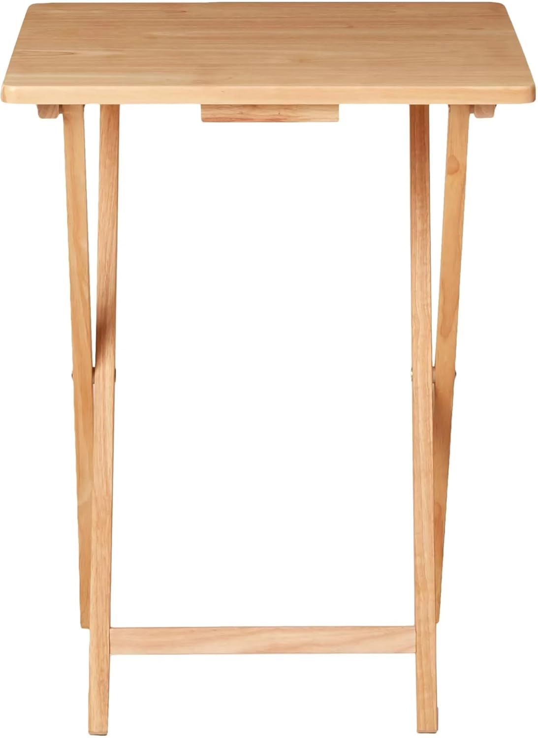 Folding TV Tray Table – Solid Rubberwood – Natural Wood Color – 19" L x 14.5" W x 26" H – Indoor Table – 1 Piece (Natural)